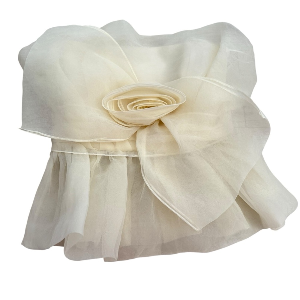 Zara Cream flower rose Blouse organza iconic rare bloggers fave strapless - Picture 5 of 11